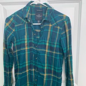 American Eagle Flannel, Size XS, Blue and Green